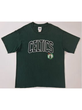 Vintage Y2K Boston Celtics Men's Large NBA T-shirt Green CSA 2003